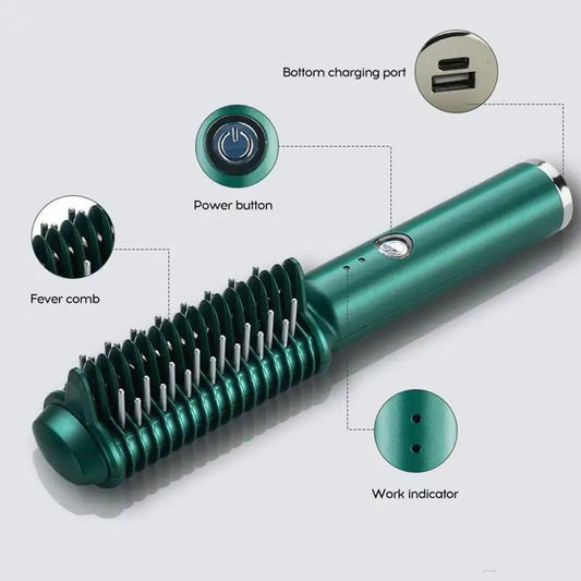 Dual-Purpose Electric Hair Comb for Curling &amp; Straightening